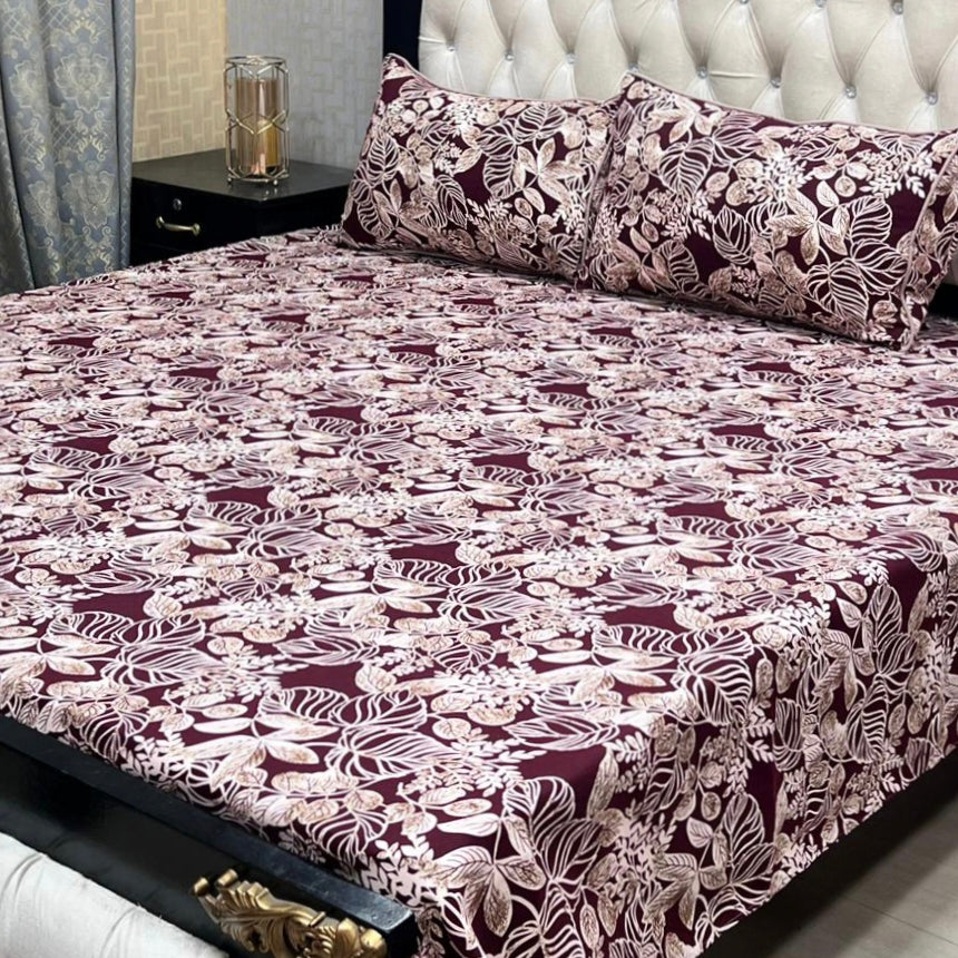3D Crystal Cotton 3-Piece Bedsheet Set