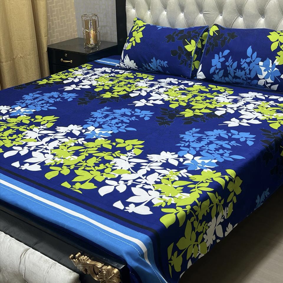 3D Crystal Cotton 3-Piece Bedsheet Set