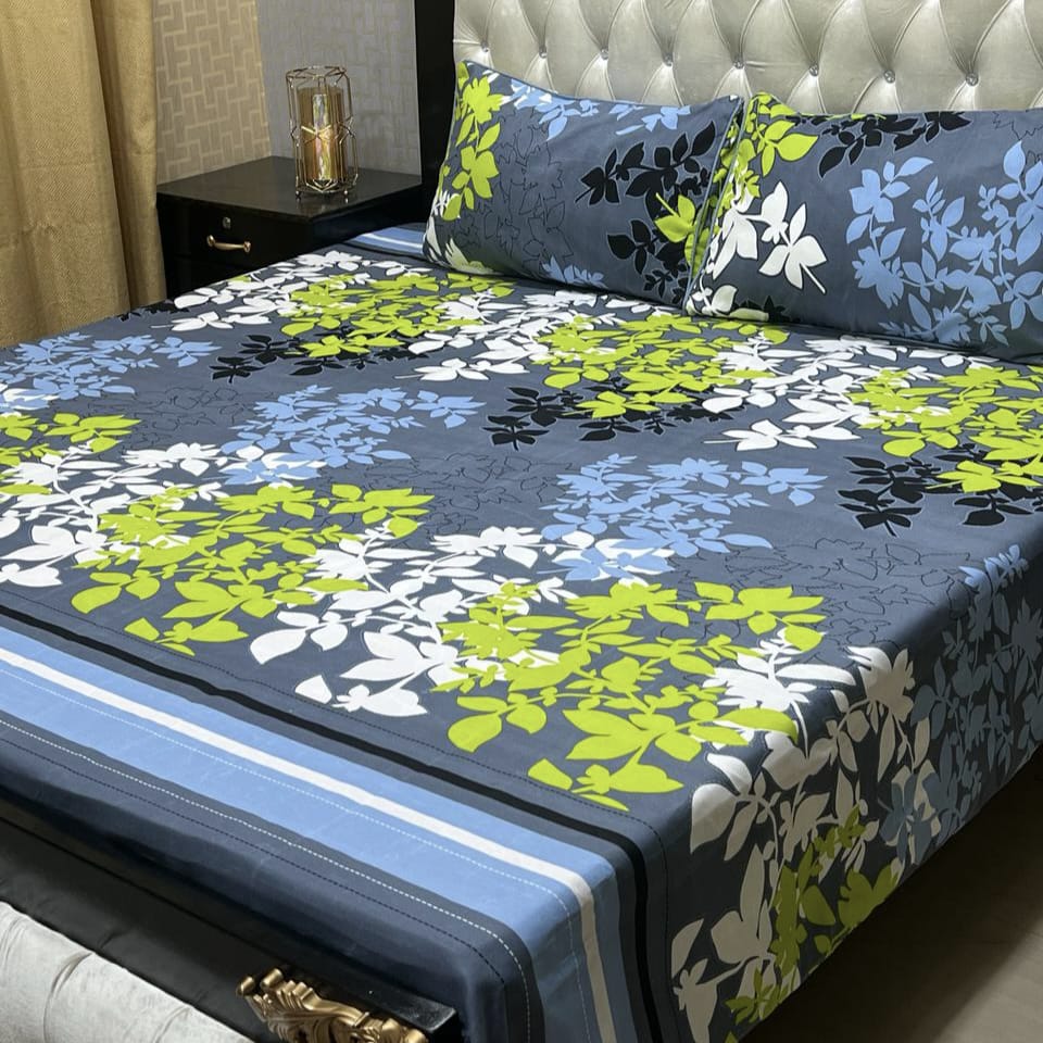 3D Crystal Cotton 3-Piece Bedsheet Set