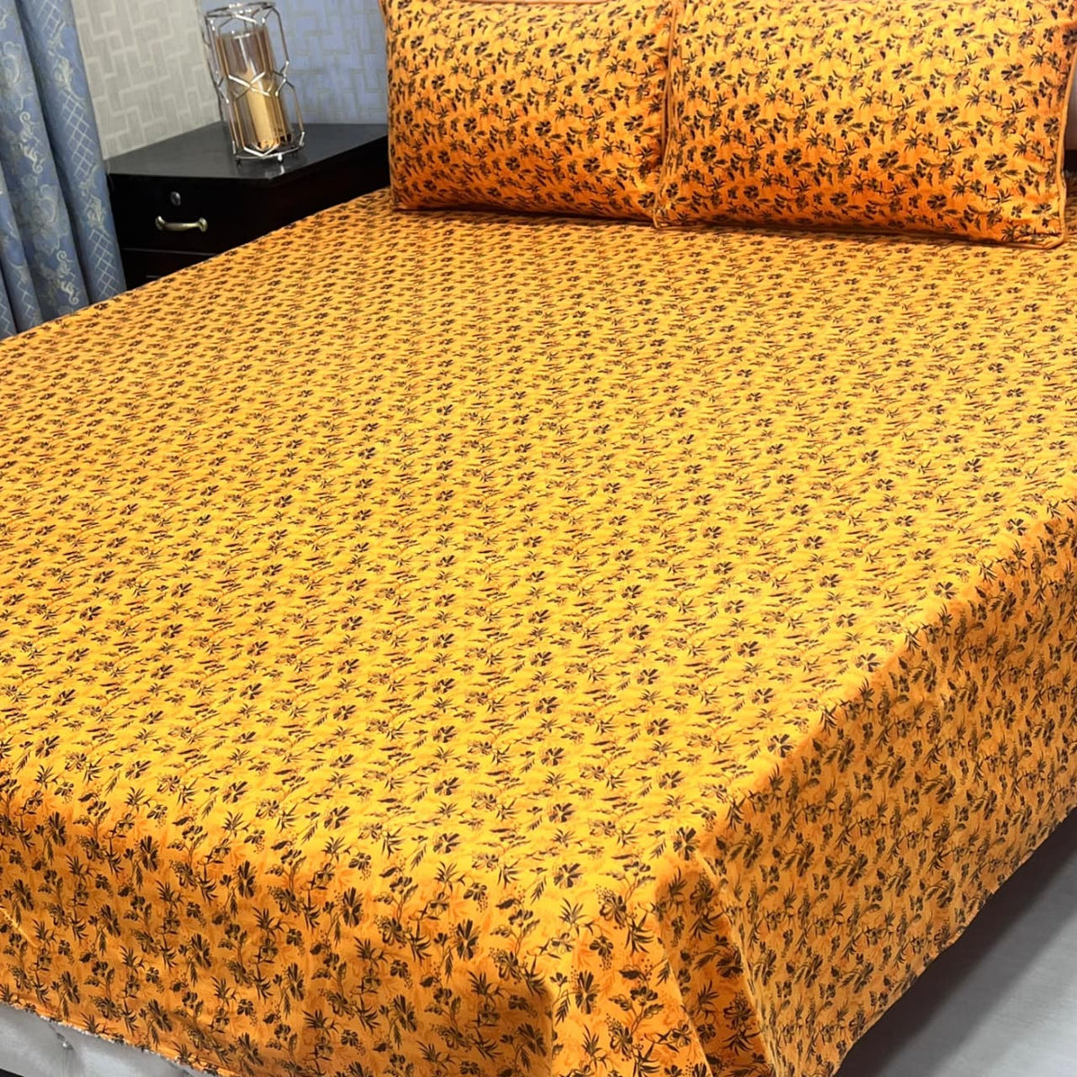 3D Crystal Cotton 3-Piece Bedsheet Set