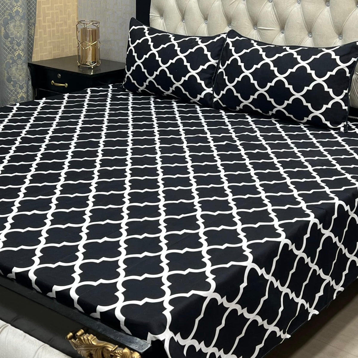 3D Crystal Cotton 3-Piece Bedsheet Set