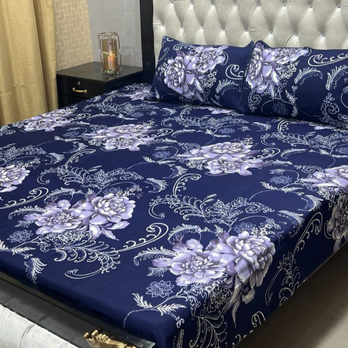 3D Crystal Cotton 3-Piece Bedsheet Set