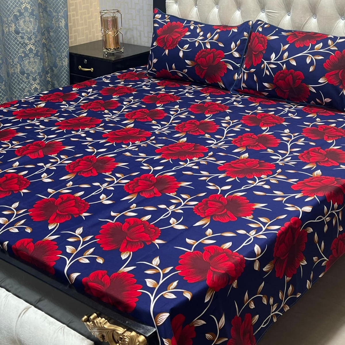 3D Crystal Cotton 3-Piece Bedsheet Set