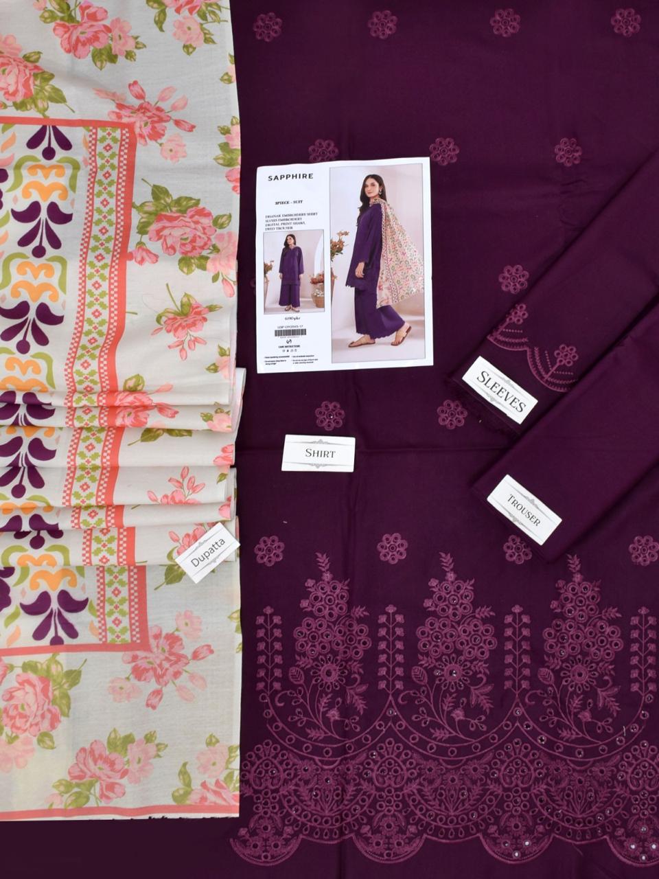 Jazmin-Urge-Asling | Dhanak 3 PC | Embroidered