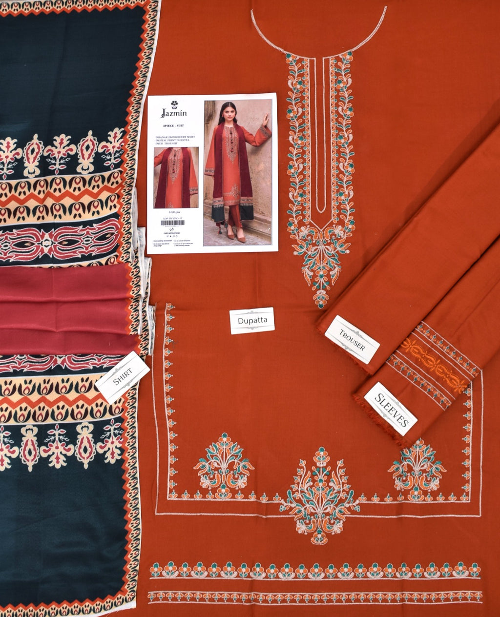 Jazmin-Urge-Asling | Dhanak 3 PC | Embroidered