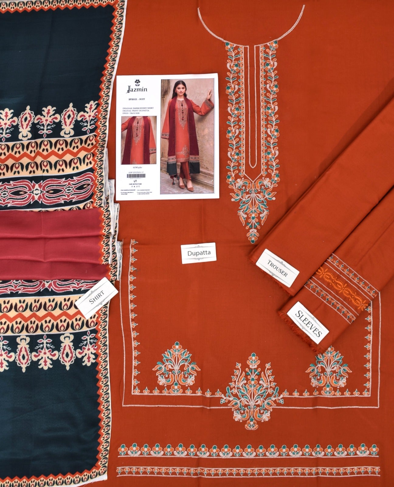 Jazmin-Urge-Asling | Dhanak 3 PC | Embroidered