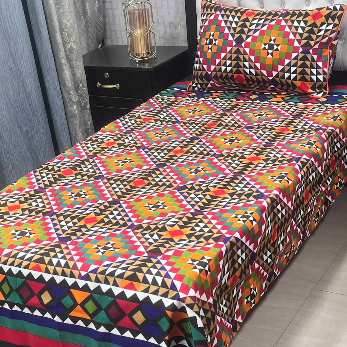 3D Crystal Cotton 4-Piece Bedsheet Set