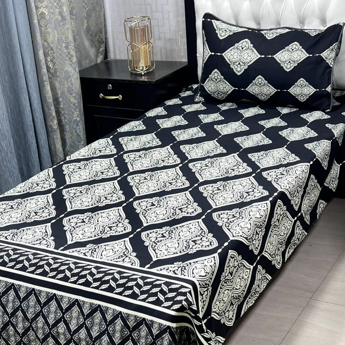 3D Crystal Cotton 4-Piece Bedsheet Set