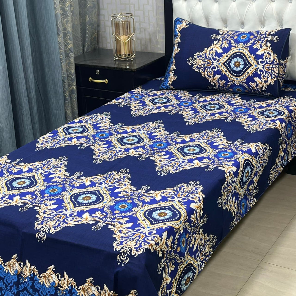 3D Crystal Cotton 4-Piece Bedsheet Set