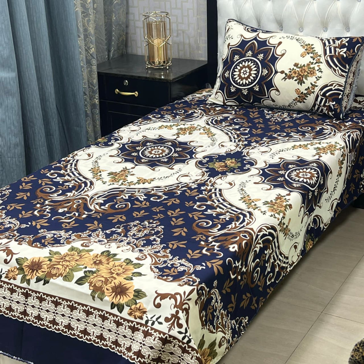 3D Crystal Cotton 4-Piece Bedsheet Set