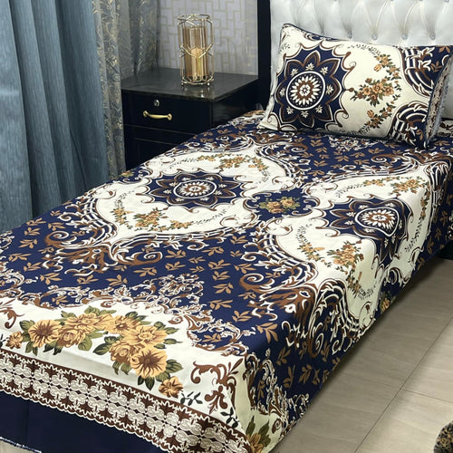 3D Crystal Cotton 4-Piece Bedsheet Set
