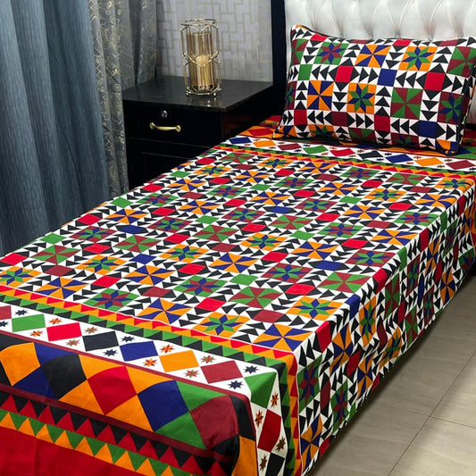 3D Crystal Cotton 4-Piece Bedsheet Set