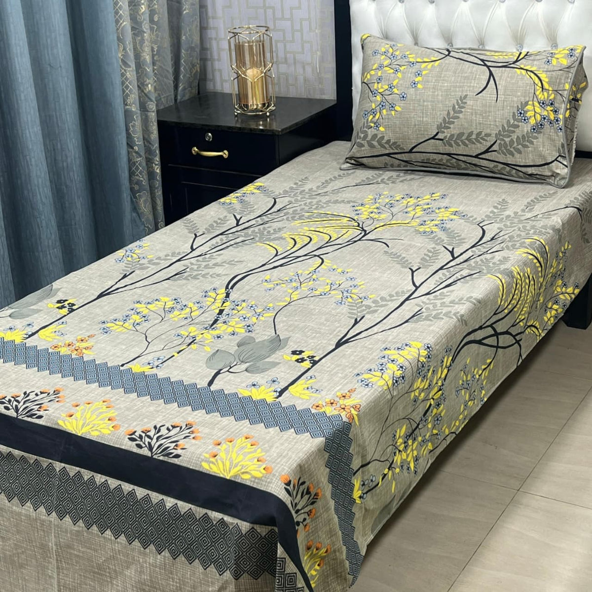 3D Crystal Cotton 4-Piece Bedsheet Set