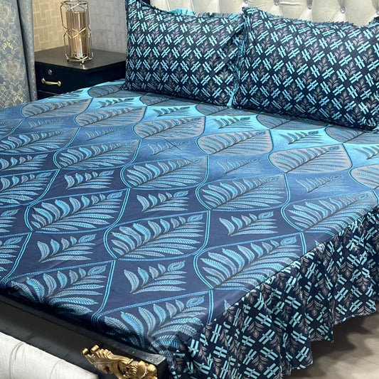 3-Piece Stitched 2-Sided Frill Bedsheet Set