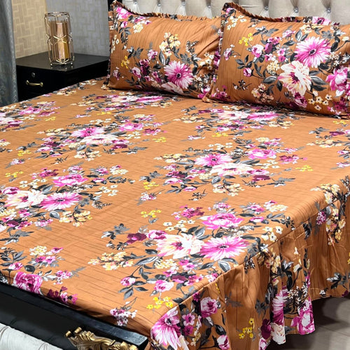 3-Piece Stitched 2-Sided Frill Bedsheet Set