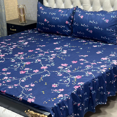3-Piece Stitched 2-Sided Frill Bedsheet Set