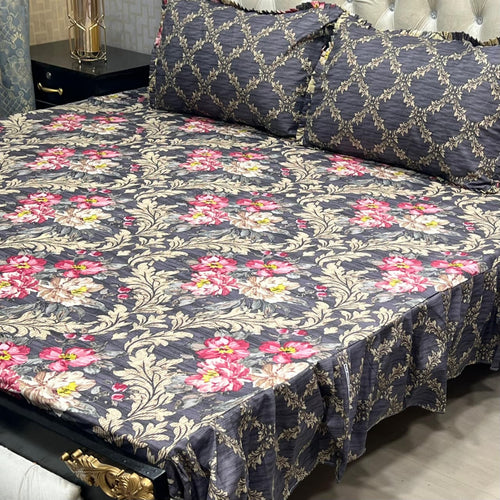 3-Piece Stitched 2-Sided Frill Bedsheet Set