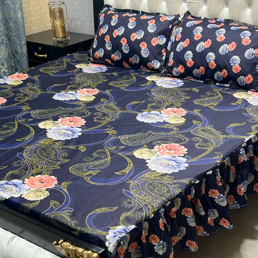 3-Piece Stitched 2-Sided Frill Bedsheet Set