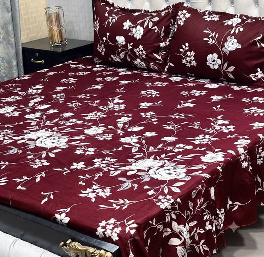 3-Piece Stitched 2-Sided Frill Bedsheet Set