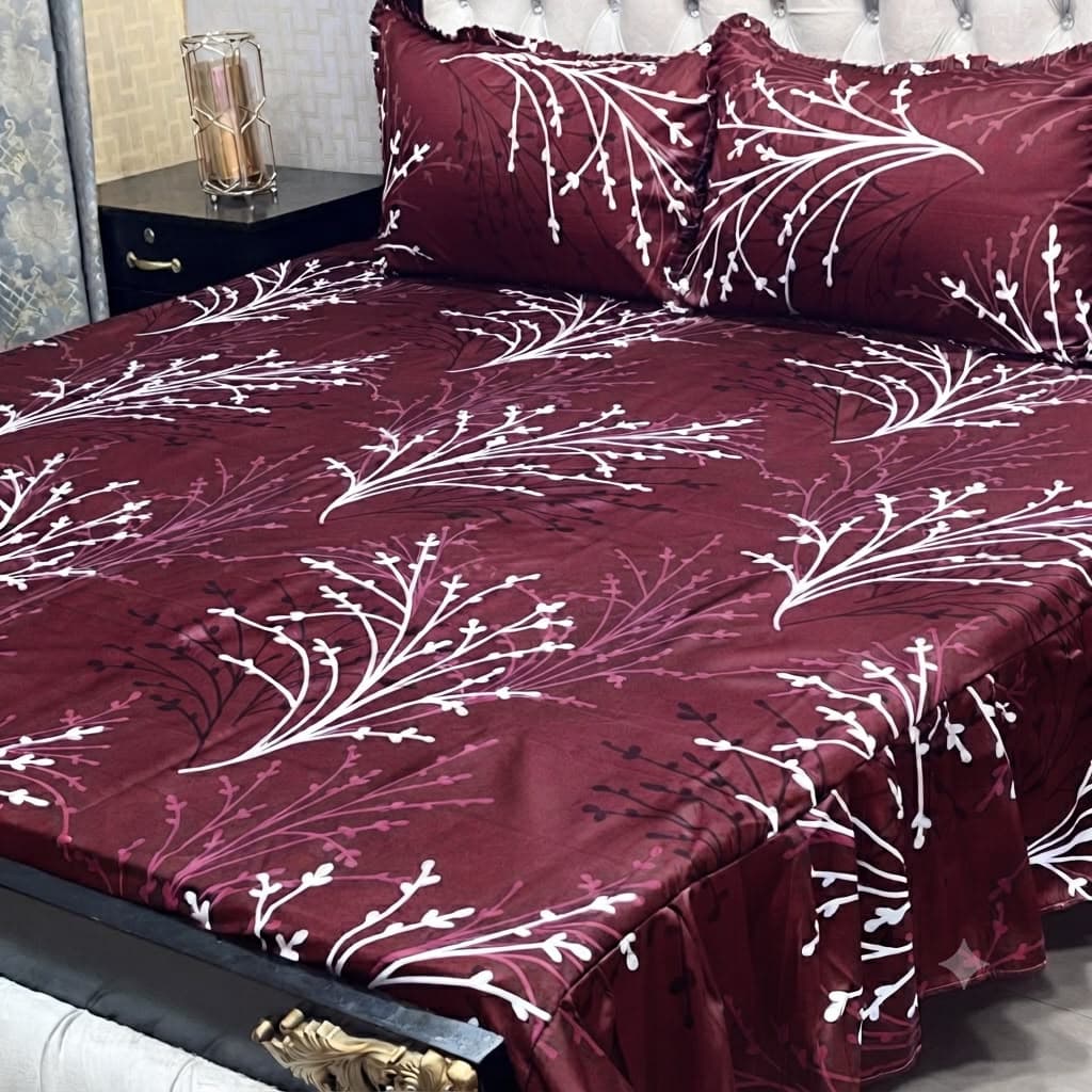 3-Piece Stitched 2-Sided Frill Bedsheet Set