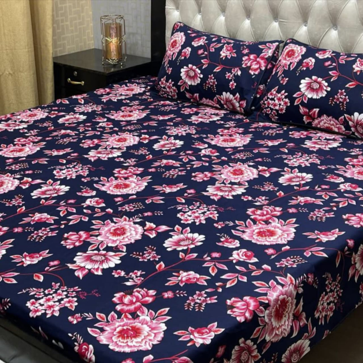 3D Crystal Cotton 3-Piece Bedsheet Set
