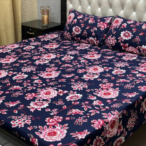 3D Crystal Cotton 3-Piece Bedsheet Set