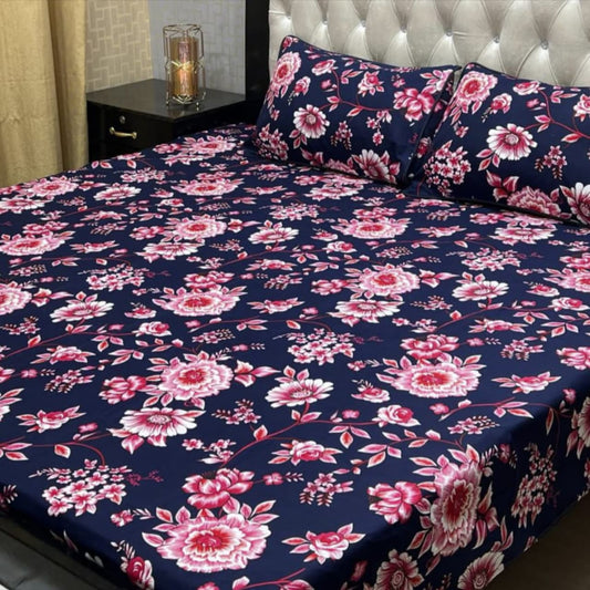3D Crystal Cotton 3-Piece Bedsheet Set