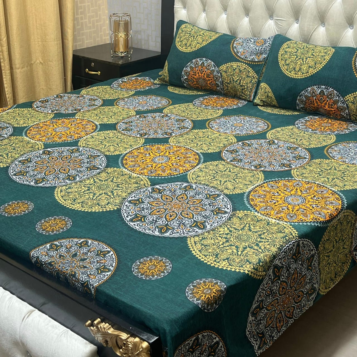 3D Crystal Cotton 3-Piece Bedsheet Set