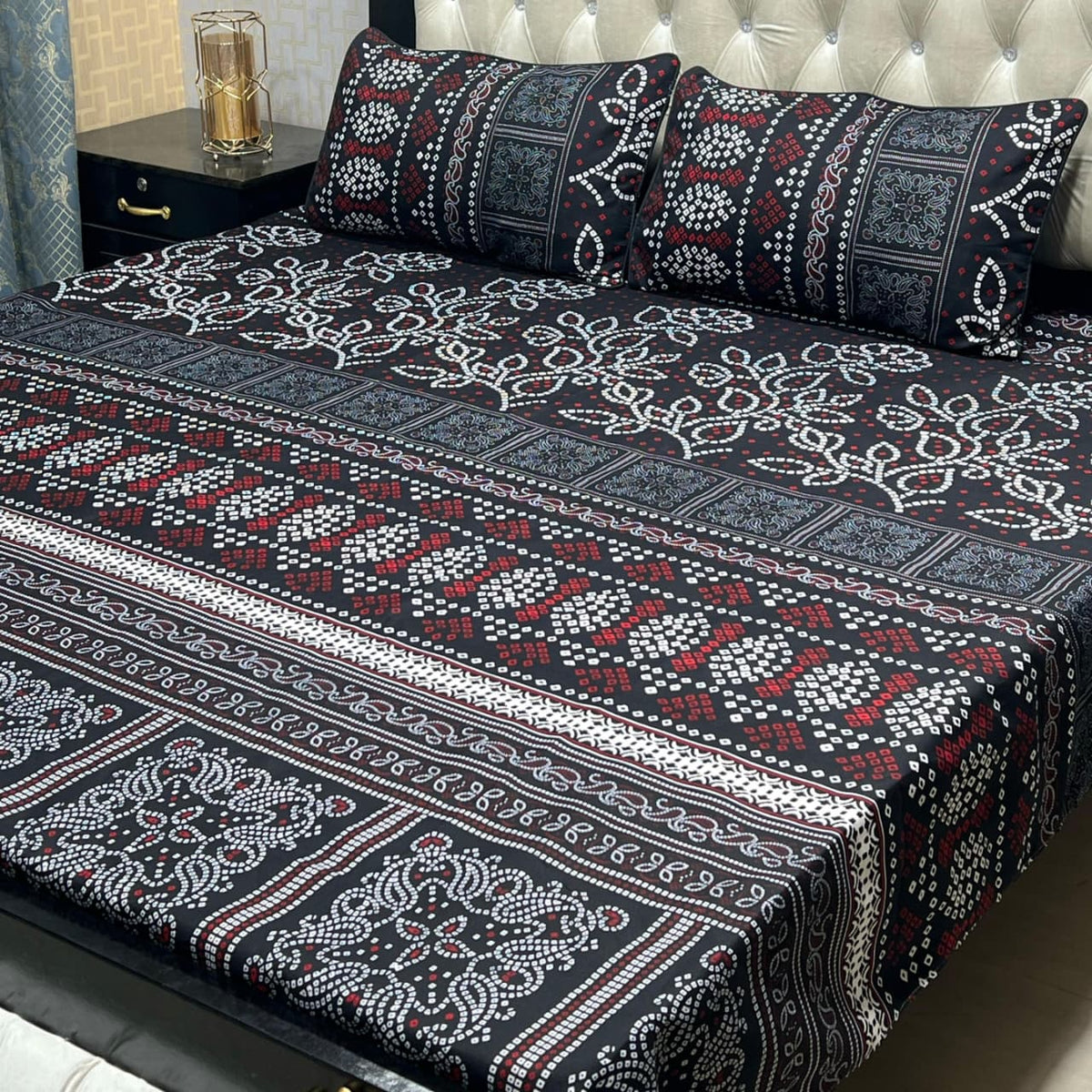 3D Crystal Cotton 3-Piece Bedsheet Se