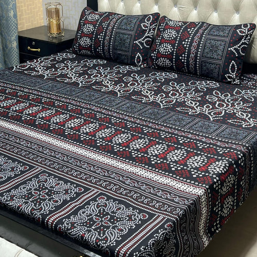 3D Crystal Cotton 3-Piece Bedsheet Se