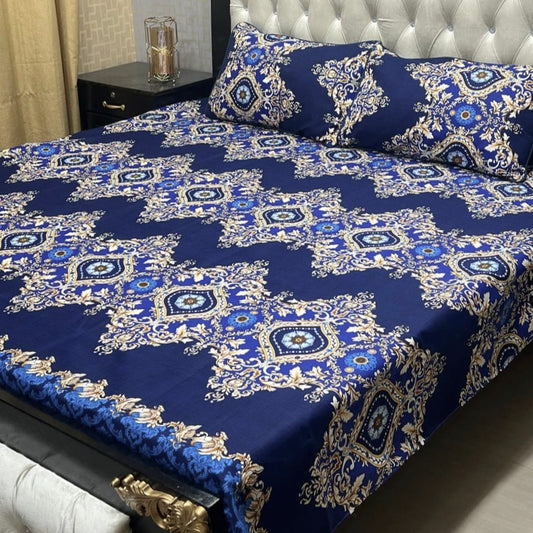 3D Crystal Cotton 3-Piece Bedsheet Set