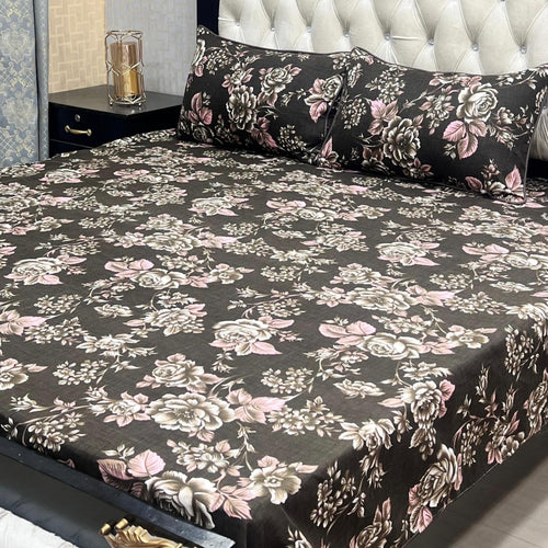 3D Crystal Cotton 3-Piece Bedsheet Set