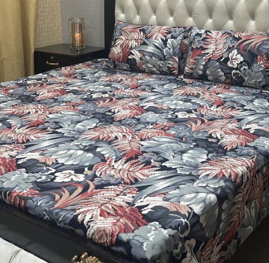 3D Crystal Cotton 3-Piece Bedsheet Set