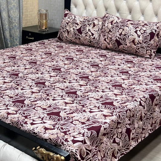 3D Crystal Cotton 3-Piece Bedsheet Set