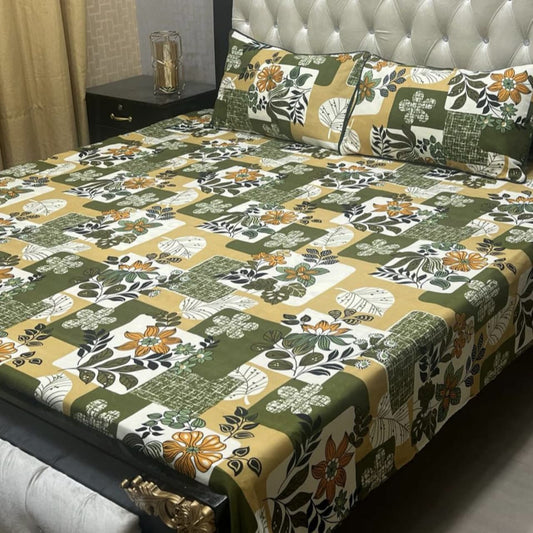 3D Crystal Cotton 3-Piece Bedsheet Set