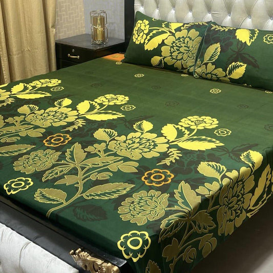 3D Crystal Cotton 3-Piece Bedsheet Set