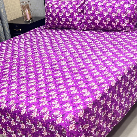 3D Crystal Cotton 3-Piece Bedsheet Set