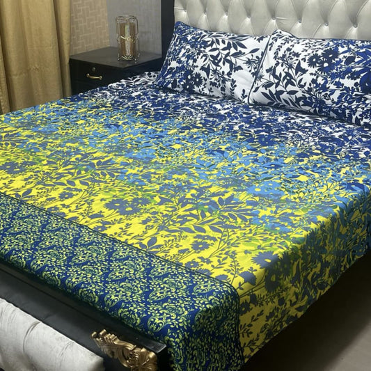 3D Crystal Cotton 3-Piece Bedsheet Set