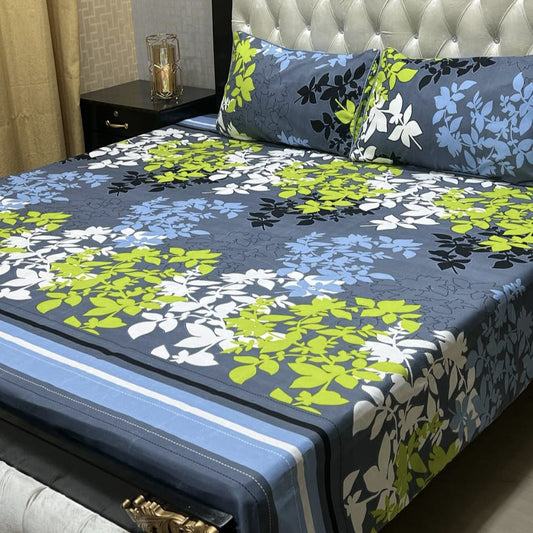 3D Crystal Cotton 3-Piece Bedsheet Set