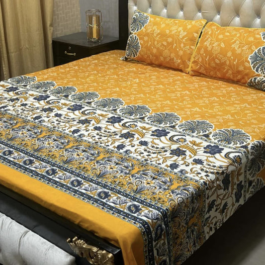 3D Crystal Cotton 3-Piece Bedsheet Set