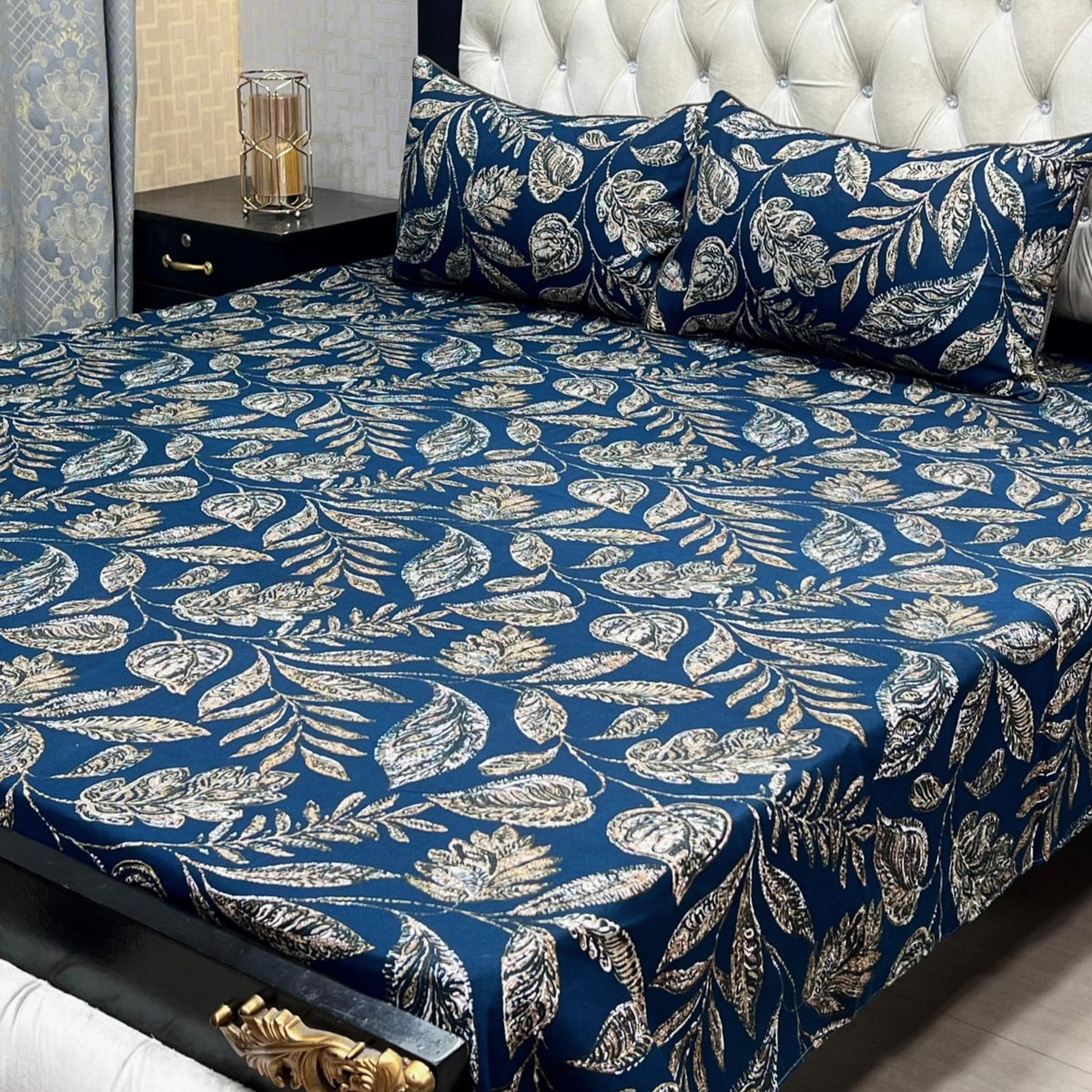 3D Crystal Cotton 3-Piece Bedsheet Set