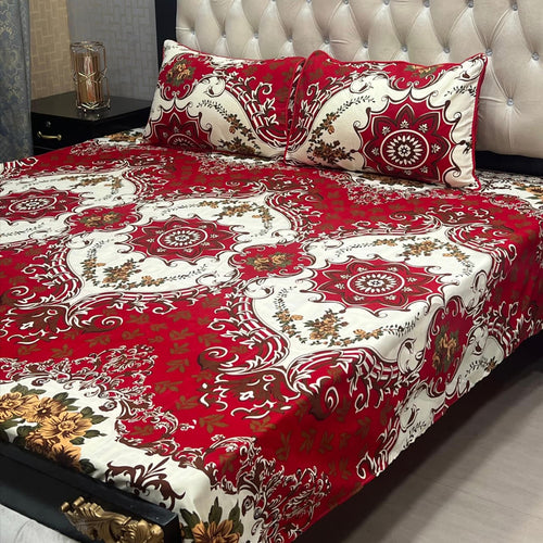 3D Crystal Cotton 3-Piece Bedsheet Set