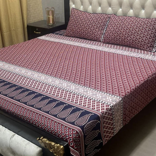 3D Crystal Cotton 3-Piece Bedsheet Set