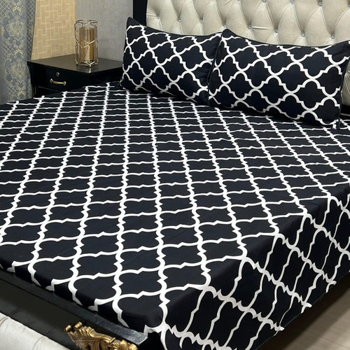 3D Crystal Cotton 3-Piece Bedsheet Set