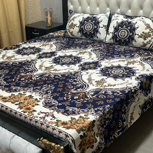 3D Crystal Cotton 3-Piece Bedsheet Set