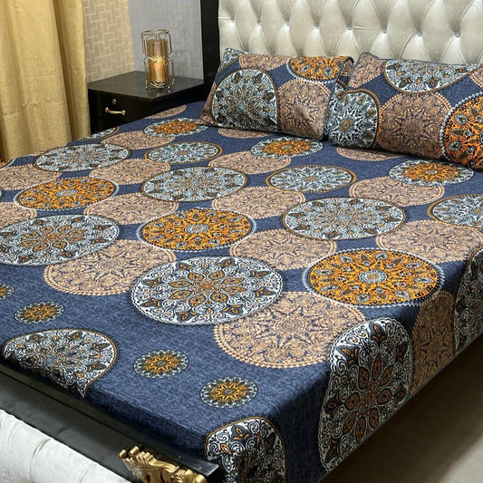 3D Crystal Cotton 3-Piece Bedsheet Set
