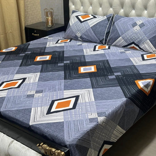 3D Crystal Cotton 3-Piece Bedsheet Set