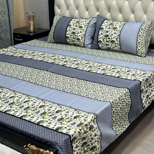 3D Crystal Cotton 3-Piece Bedsheet Set