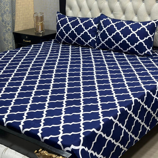 3D Crystal Cotton 3-Piece Bedsheet Set