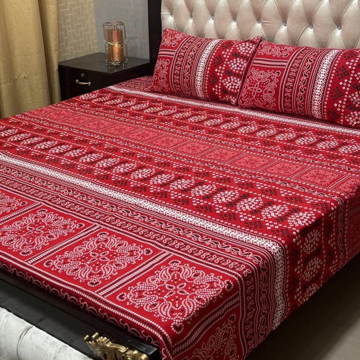3D Crystal Cotton 3-Piece Bedsheet Set